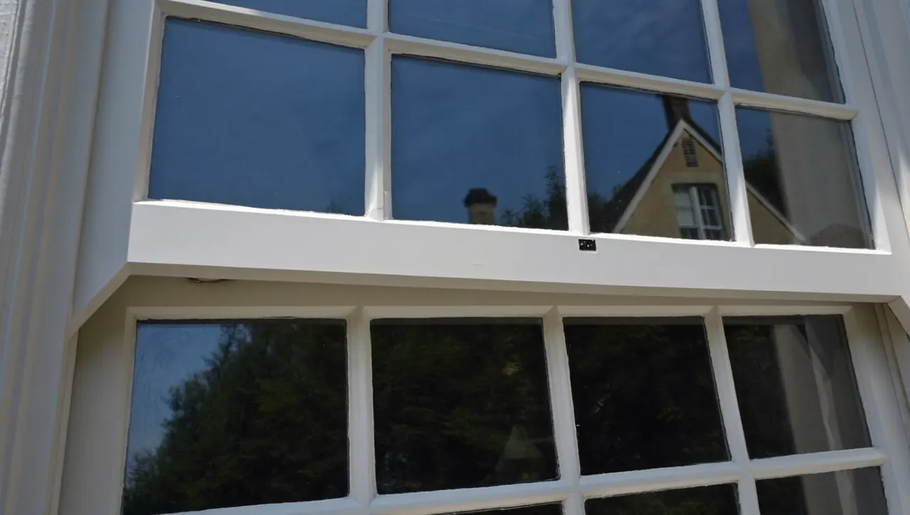 Sliding sash window in a period home during replacement
